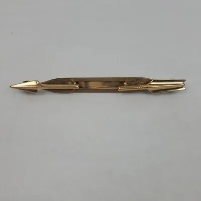 ANSON Vtg Arrow Tie Clip Hinged Clasp Double Clip Patent Design Signed Gold Tone • $9.99