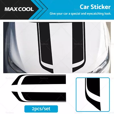 2pcs Wide Black Racing Car Hood Stripe Decal Auto Vinyl Bonnet Sticker Universal • $12.99