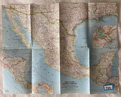 Vintage 1961 Map Of Mexico And Central America Atlas Plate 22 • $14.91