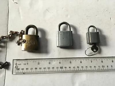 3 – Vintage Old Antique USN Padlocks -- 2 Chicago Lock Co 1 Eagle Lock Co.  • $48