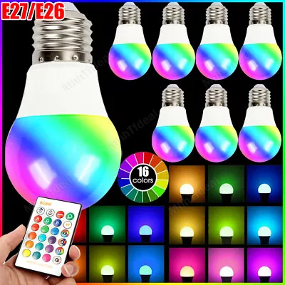 16 Color Changing RGBW LED Bulb Light Lamp Dimmable E26 E27 Base IR Remote Decor • $7.13