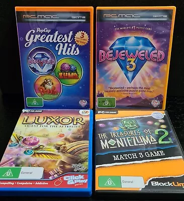 Bejeweled 3 + Pop Cap Greatest Hits + Luxor + Treasures Of Montezuma 2 PC Games • $59.95