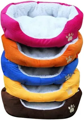 Pet Dog Cat Calming Bed Comfy Puppy Kitten Warm Fluffy Bed Mattress Fur Round • £8.99