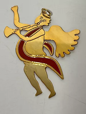 MMA Angel With Trumpet Ornament Gold Tone Red Sash • $17