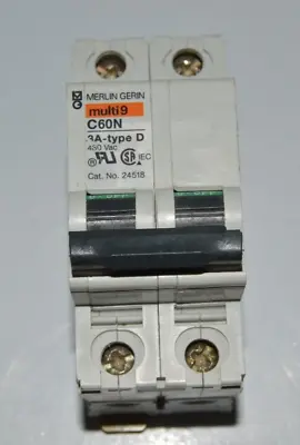 Merlin Gerin C60N 24518 3 Amp 2-Pole Circuit Breaker Multi 9 Type D 480 Vac • $19.87