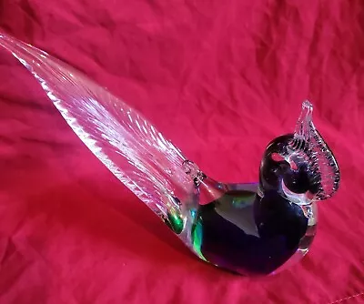 Vintage Murano Glass Green/blue Bird 7 In Tall! Euc • $53