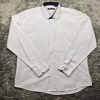 Enzo Di Milano Homme Shirt Men 2XL XXL White Polkadot Long Sleeve Button Down • $13.75