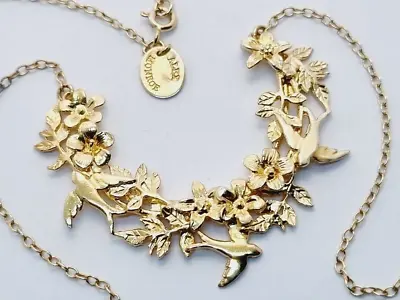 Alex Monroe Calabria Necklace Swallow Posy Crescent 22k Gold Silver • $305.94