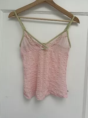 Vintage DKNY Camisole Pink Lace Cami Adjustable Tank Top • $25.49