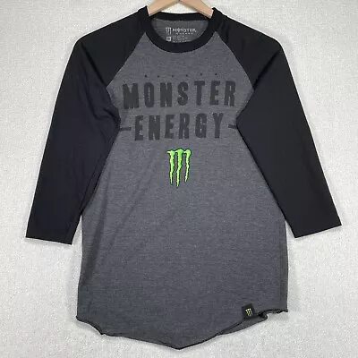Monster Energy Mens Small Lightweight 3/4 Sleeve Graphic Athletic T Shirt • $15.19