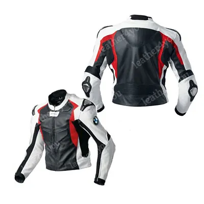 BMW Racing Biker Motorcycle Leather Jacket MOTOGP Mens Motorbike Leather Jackets • $149.33