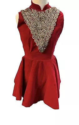 VTG Handmade Velvet Baton Twirling Majorette Sequins Uniform Costume Outfit Red • $150