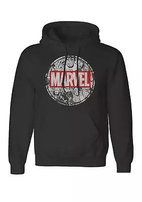 Marvel Icons Disc Logo Print Sports Black Hooded Sweatshirt • £29.95