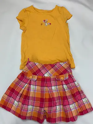 Gymboree SUNFLOWER SMILES Yellow Mouse Shirt Plaid Skirt Set 4T 5 RARE HTF • $26.95