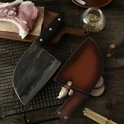 Handmade Forged Kitchen Meat Vegetable Chopping Chef Knife Cleaver Sheath Sharp • $49.99