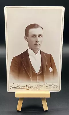 CIRCA 1890s CABINET CARD HANDSOME YOUNG MAN IN TUXEDO HUDSON NY SULLIVAN BROS • $12.99