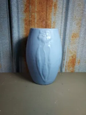 $59.99 • Buy OLD 1930's Zanesville Stoneware Pottery Matte Blue Floral Vase Art Nouveau