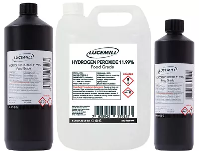 Hydrogen Peroxide 11.99% (12%) Pure Food Grade I 500ml 1L 5L 10L • £24.99