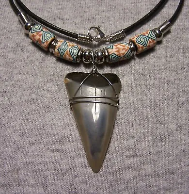 Mako Shark Tooth Necklace 1 5/8  Sharks Teeth Fossil Jaw Megalodon Scuba Diver • $17