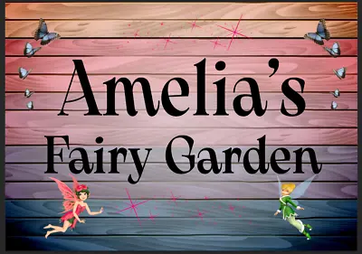 FAIRY GARDEN Plaque PERSONALISED Summerhouse Garden Shed Sign Girls Patio Gift • £6.99