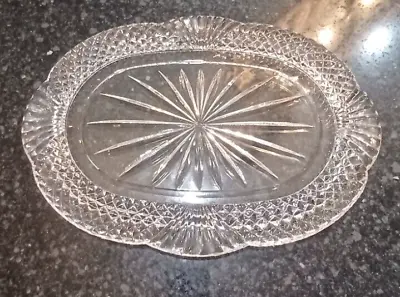 Vintage Oval Crystal Vanity Dresser Perfume Tray Thick Crystal Frame • $25.99