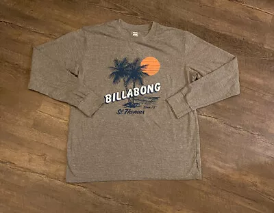 Billabong St. Thomas Men's T-Shirt Medium Palm Tree Graphic Print Long Sleeve • $8.22