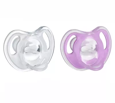 Tommee Tippee Ultra-Light Silicone Pacifier 2-Pack Size 6-18 Months Purple • $7.95