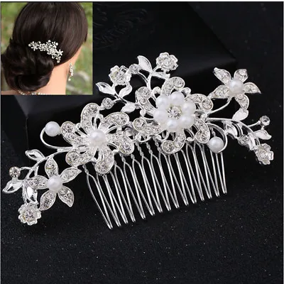 £3.99 • Buy Wedding Bridal Crystal Jewel Diamante Hair Comb Hair Clip Slide Fascinator UK