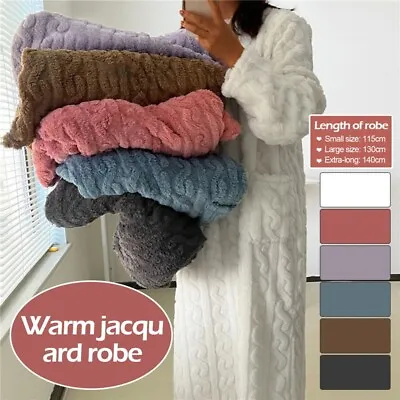 Women Thermal Nightdress Long Sleeve Plush Fleece Comfort Warm Nightwear Pockets • £15.39