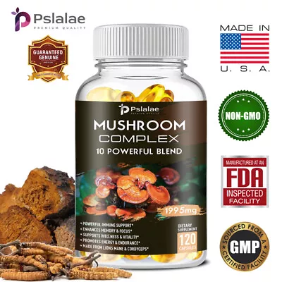 Mushroom Complex 1995mg - Lions Mane - Brain Health & Memory Booster 120pcs • $14.23