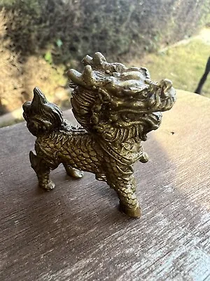 Vintage Chinese Bronze Kylin Foo Dogs Hand Crafted Miniature • $12