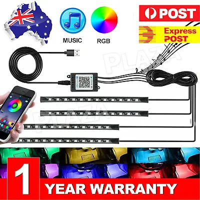 Car Interior RGB LED Strip Lights 5050 5V IP68 Waterproof Music +Controller D • $12.95