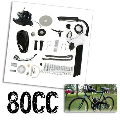 $104.95 • Buy 80cc Engine 2 Stroke Motor Kit Petrol Gas Motorized Bicycle Bike Black Upgraded