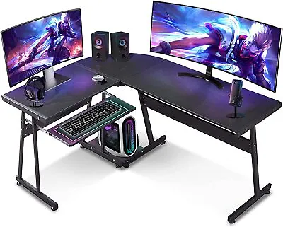 Ivinta L-Shaped Reversible Black Gaming Desk Corner Desk Modern Computer Desk • $79.99