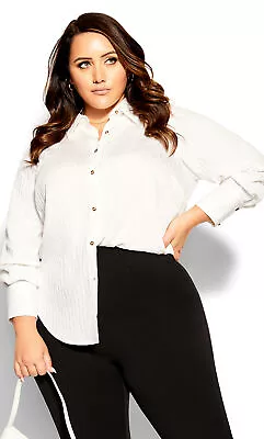 $40 • Buy City Chic Womens Plus Size Relaxed Fit Dylan Shirt - Ivory