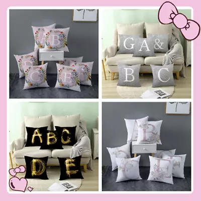 New 4 COLOURS LETTER POLYESTER CUSHION COVER PILLOW CASE WAIST  HOME SOFA DECOR • £3.29