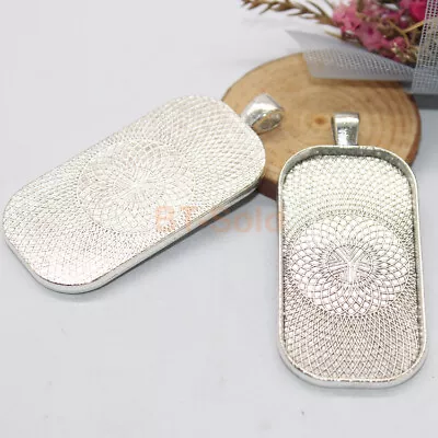£8.99 • Buy 10Pcs Rectangle Cabochons Cameo Settings Antique Glass Frame Bezel Pendant Tray