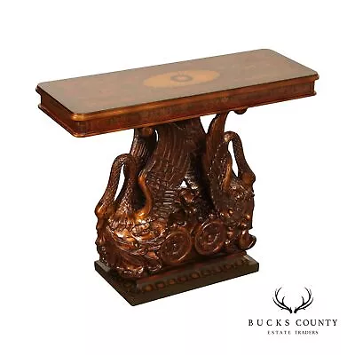 Classical Empire Style Parcel-Gilt Swan Carved Console Table • $1995