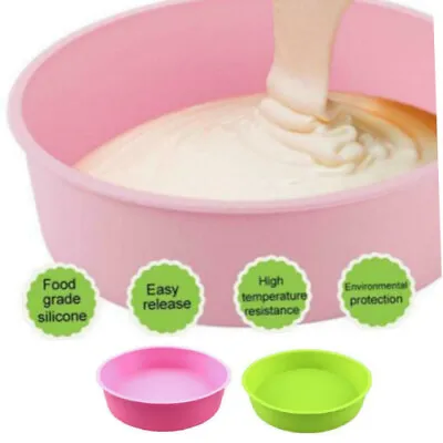 8 Inch Silicone Round Cake Pan Mould Tins Non-stick Baking Muffin Bakeware     • £5.25