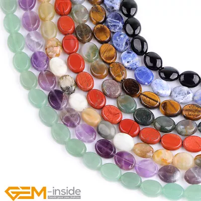 Wholesale Natural Assorted Gemstones Oval Flat Spacer Beads Strand 15  8x10mm • $12.19