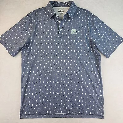 Straight Down Shirt Mens Large Performance Polo Cocktail Martini All Over Print • $22.49