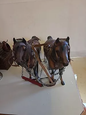 Vintage Pair Brown  Horses Harnesses Plastic    • $15