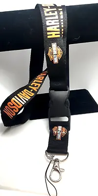 Harley Davidson Keychain Key Fob Lanyard Black And Orange Motorcycle Gift • $8.88