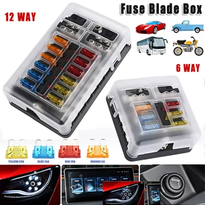 £10.44 • Buy 6/12Way 12V 24V Blade Fuse Box Holder & Standard Blade Fuses For Car Camper Van