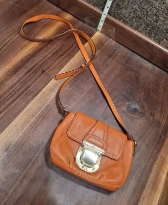 Michael Kors Charlton Small Crossbody Handbag Purse Pebbled Orange Leather • $28.54