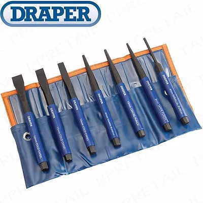 CHISEL & PUNCH SET Cold Parallel Taper Centre Hand Tools Draper Metal Wood 150mm • £23.55