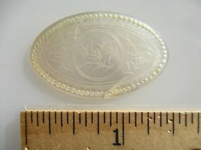Antique Mother Of Pearl Floral Oval Gaming Token Flower Chip Counter Gambling #1 • $14.95