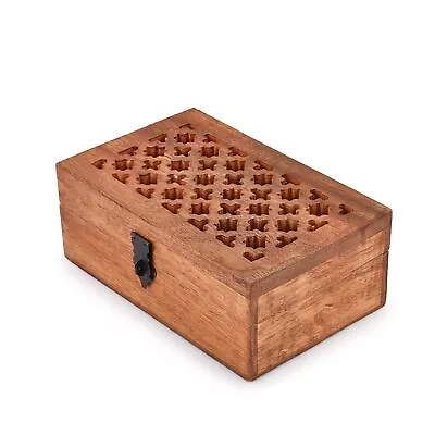 Mango Wood Decorative Wooden Box With Hinged Lid Wooden Storage Box Decorative B • $20.12