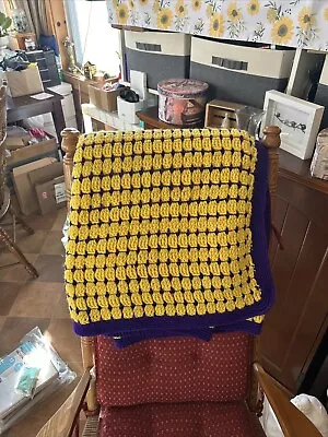 Los Angeles Lakers Purple And Yellow Handmade Crochet Afghan 67x52 • $55