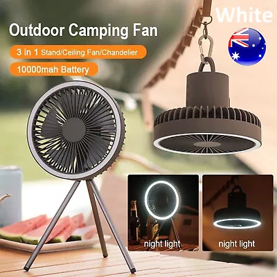USB Portable Fan Tent Lamp Outdoor Camping Rechargeable Hook LED Fan Caravan Fan • $46.62